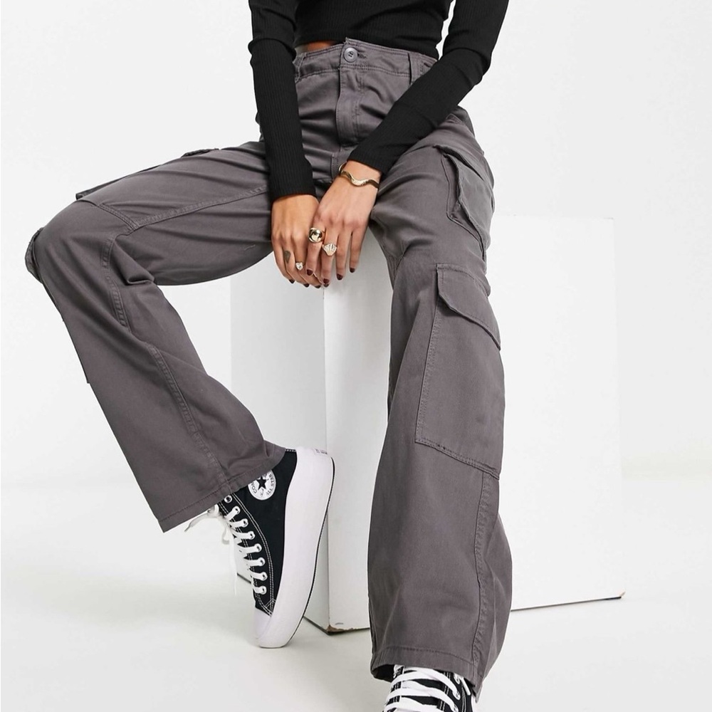 Bershka High-Rise Cargo Pants